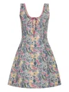 Markarian Cecilia Mini Ikat Scoop Neck Dress In Neutral
