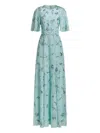 Markarian Charlotte Pansy Flutter Sleeve Dresse In Blue