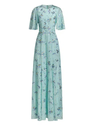 Markarian Charlotte Pansy Flutter Sleeve Dresse In Blue