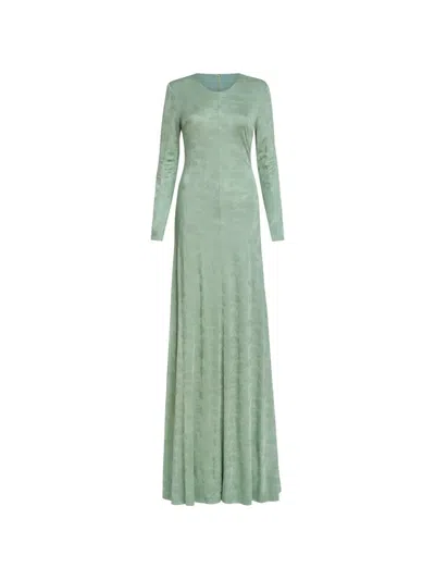 Markarian Coco Floral-pattern Long-sleeve Maxi Dress In Green