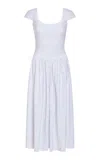 Markarian Cora Jersey Eyelet Midi Dress In White