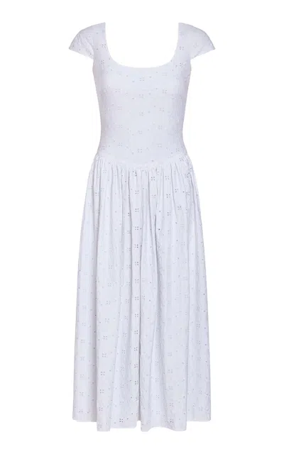 Markarian Cora Jersey Eyelet Midi Dress In White