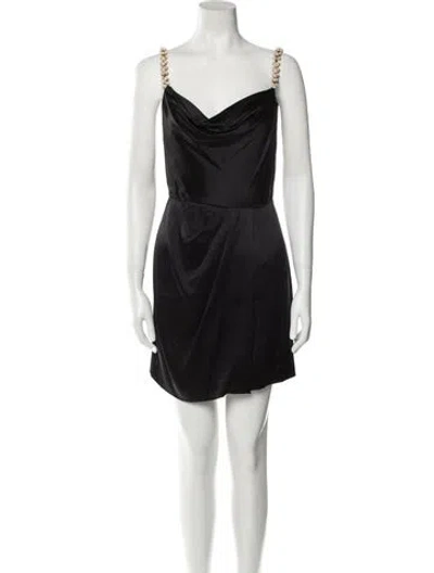 Pre-owned Markarian Cowl Neck Mini Dress In Black