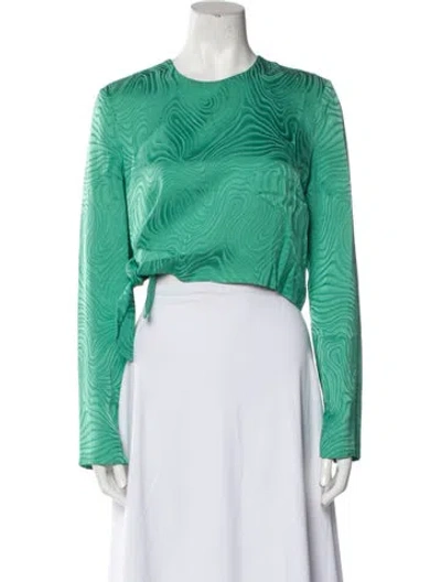 Pre-owned Markarian Crew Neck Long Sleeve Crop Top In Green