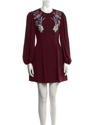 Pre-owned Markarian Crew Neck Mini Dress In Burgundy