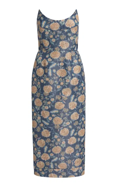 Markarian Cypress Dusk Marigold Ikat Midi Dress In Floral
