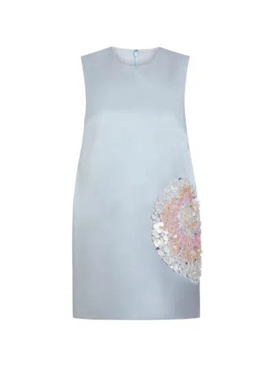 Markarian Daisy Bead-embellished Cocoon Mini Dress In Blue