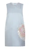Markarian Daisy Seashell-beaded Satin Mini Cocoon Dress In Blue