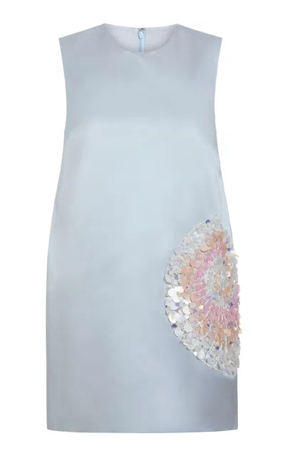 Markarian Daisy Seashell-beaded Satin Mini Cocoon Dress In Blue