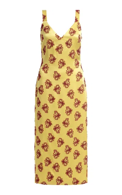 Markarian Dancing Queen Citrine Midi Dress In Floral