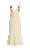 Markarian Emmalina Pomegranate-embroidered Jacquard Midi Dress In White