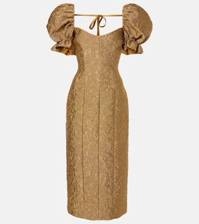 MARKARIAN FARRAH FLORAL BROCADE MIDI DRESS