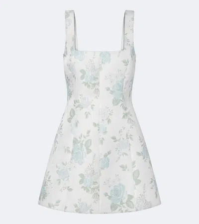 Markarian Floral Lamé Brocade Minidress In Blue