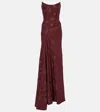 Markarian Floral Metallic Corset Gown In Red