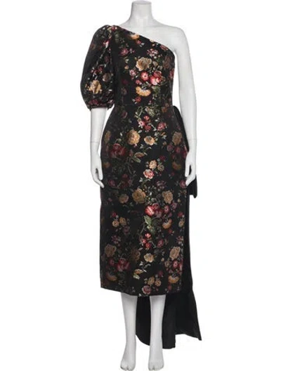 Pre-owned Markarian Floral Print Long Dress In Black