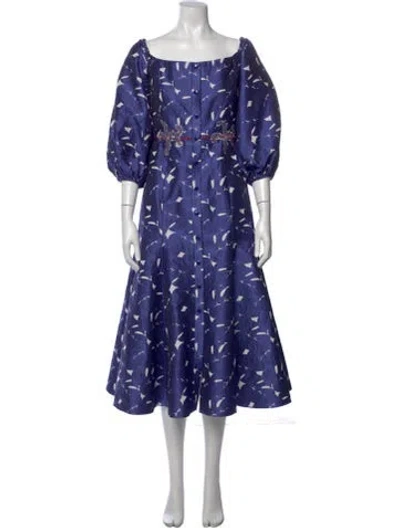 Pre-owned Markarian Floral Print Long Dress In Blue