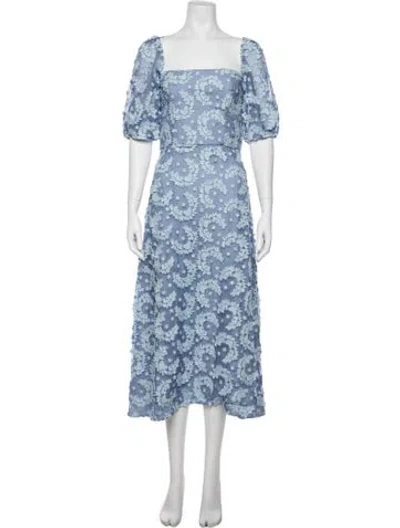 Pre-owned Markarian Floral Print Long Dress In Blue