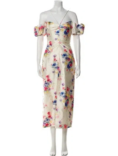 Pre-owned Markarian Floral Print Long Dress In Neutral
