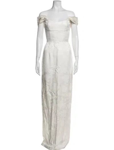 Pre-owned Markarian Floral Print Long Dress In Neutrals