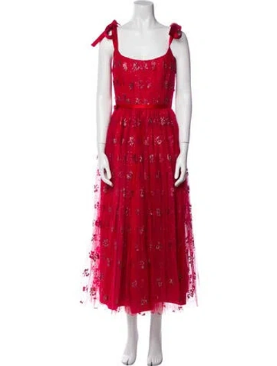 Pre-owned Markarian Floral Print Long Dress In Red