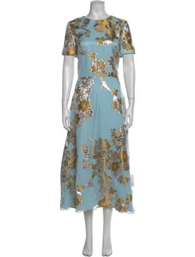 Pre-owned Markarian Floral Print Long Dress W/ Tags In Blue