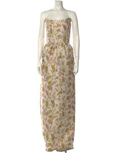 Pre-owned Markarian Floral Print Long Dress W/ Tags In Neutral