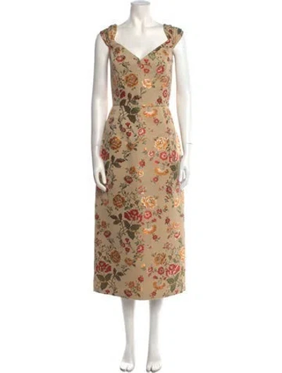 Pre-owned Markarian Floral Print Long Dress W/ Tags In Neutral