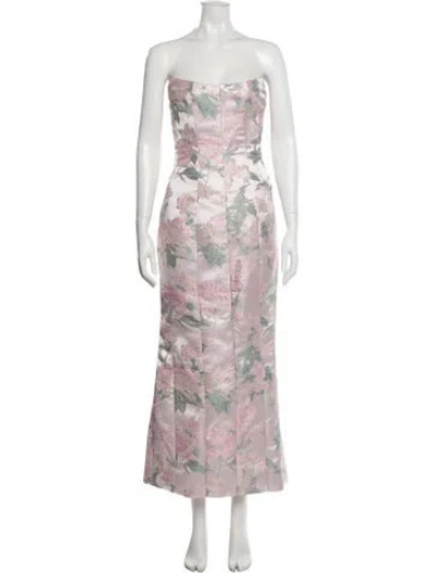 Pre-owned Markarian Floral Print Long Dress W/ Tags In Pink