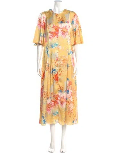 Pre-owned Markarian Floral Print Long Dress W/ Tags In Yellow