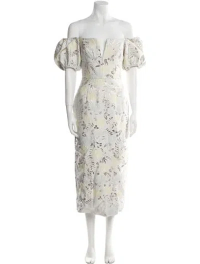 Pre-owned Markarian Floral Print Long Dress In White