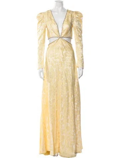 Pre-owned Markarian Floral Print Long Dress In Yellow