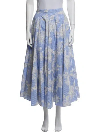 Pre-owned Markarian Floral Print Long Skirt W/ Tags In Blue/white