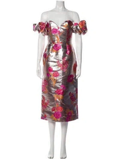 Pre-owned Markarian Floral Print Midi Length Dress