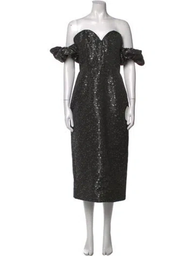 Pre-owned Markarian Floral Print Midi Length Dress In Black