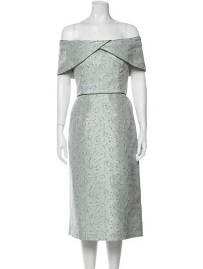 Pre-owned Markarian Floral Print Midi Length Dress In Blue