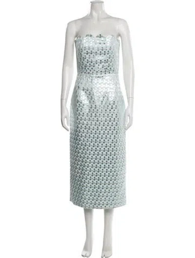 Pre-owned Markarian Floral Print Midi Length Dress In Blue