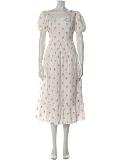 Pre-owned Markarian Floral Print Midi Length Dress In Multi