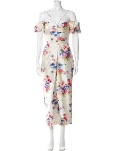 Pre-owned Markarian Floral Print Midi Length Dress In Multi