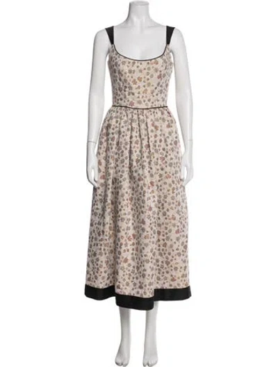Pre-owned Markarian Floral Print Midi Length Dress In Neutral