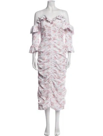 Pre-owned Markarian Floral Print Midi Length Dress In Pink
