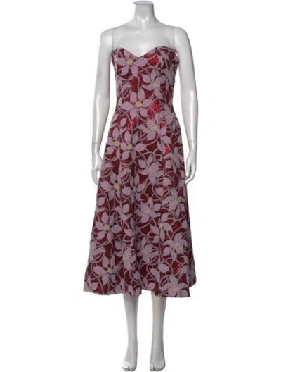 Pre-owned Markarian Floral Print Midi Length Dress In Purple