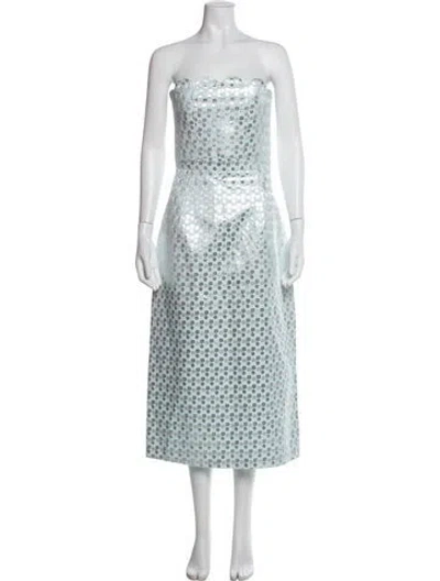 Pre-owned Markarian Floral Print Midi Length Dress W/ Tags In Blue