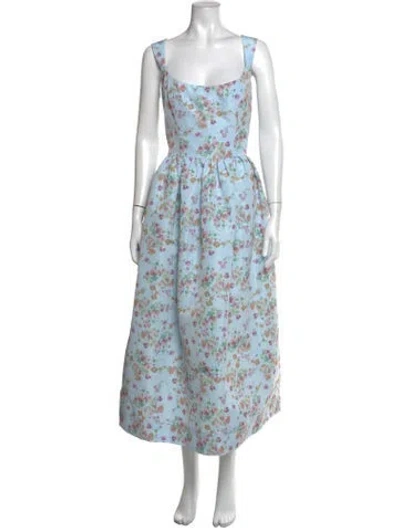 Pre-owned Markarian Floral Print Midi Length Dress W/ Tags In Blue