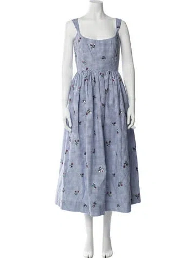 Pre-owned Markarian Floral Print Midi Length Dress W/ Tags In Blue