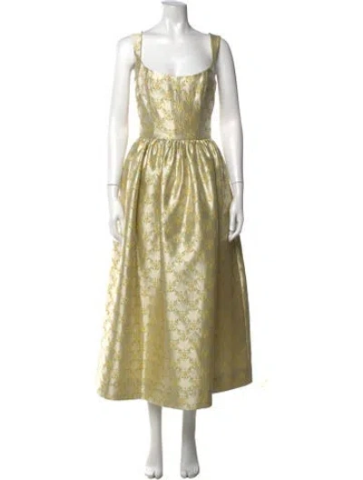 Pre-owned Markarian Floral Print Midi Length Dress W/ Tags In Yellow