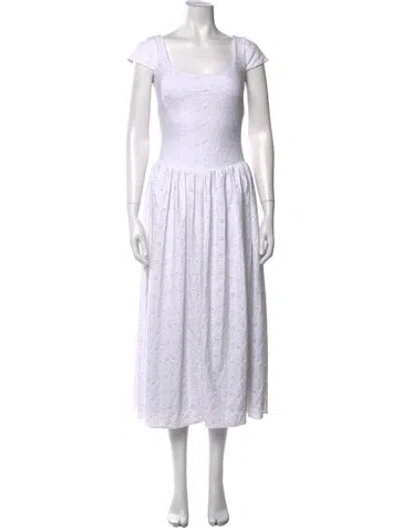 Pre-owned Markarian Floral Print Midi Length Dress In White