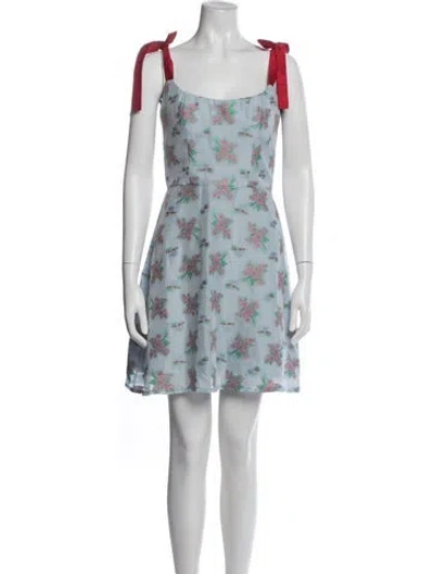 Pre-owned Markarian Floral Print Mini Dress In Blue