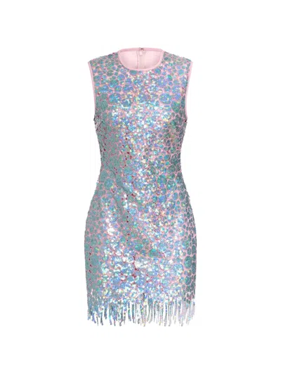 Markarian Galaxie Paillette-embellished Fringed-hem Mini Dress In Blue