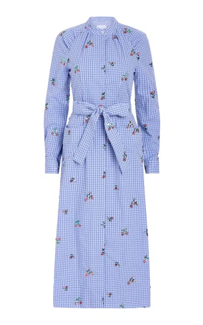 Markarian Gazania Sequin Embroidered Shirt Dress In Blue