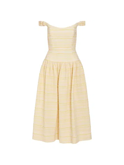 Markarian Georgie Striped-pattern Midi Dress In Neutral